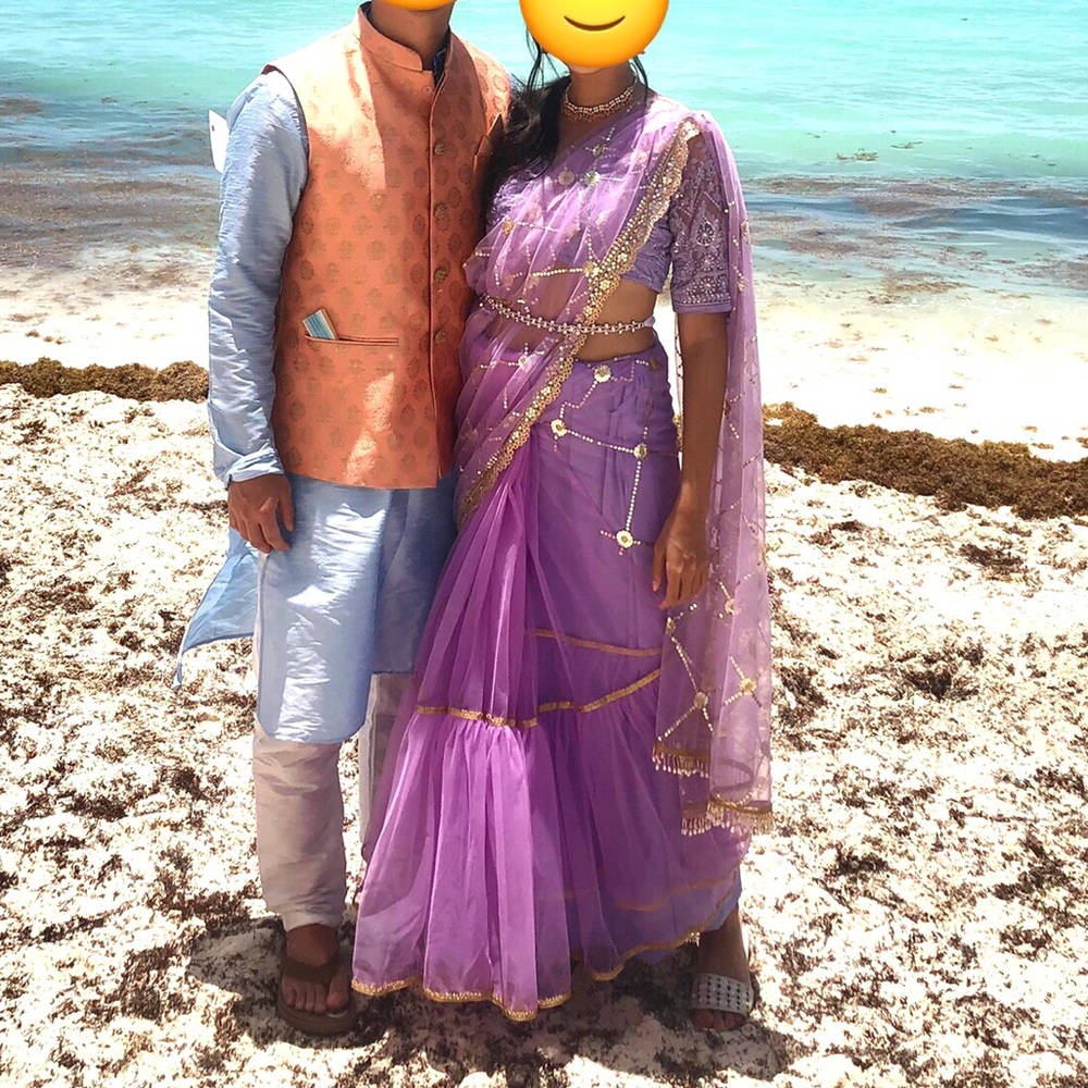 Purple Lilac Saree Stitched